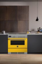 Kitchens-Review-Bertazzoni-Professional-Series-Air-Tec-cooker-in-yellow-